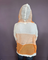 Open Knit Hood Sweater Top