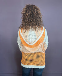 Open Knit Hood Sweater Top