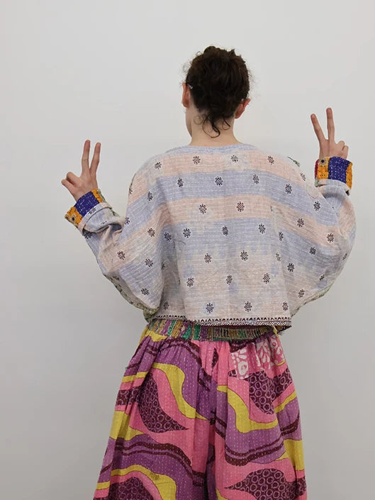 Pareo Kantha In Bloom Cropped Pullover