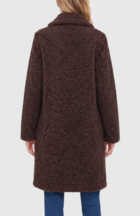 Liverpool LM1D32NG47 double-breasted curly faux-fur coat in Teddy Brown