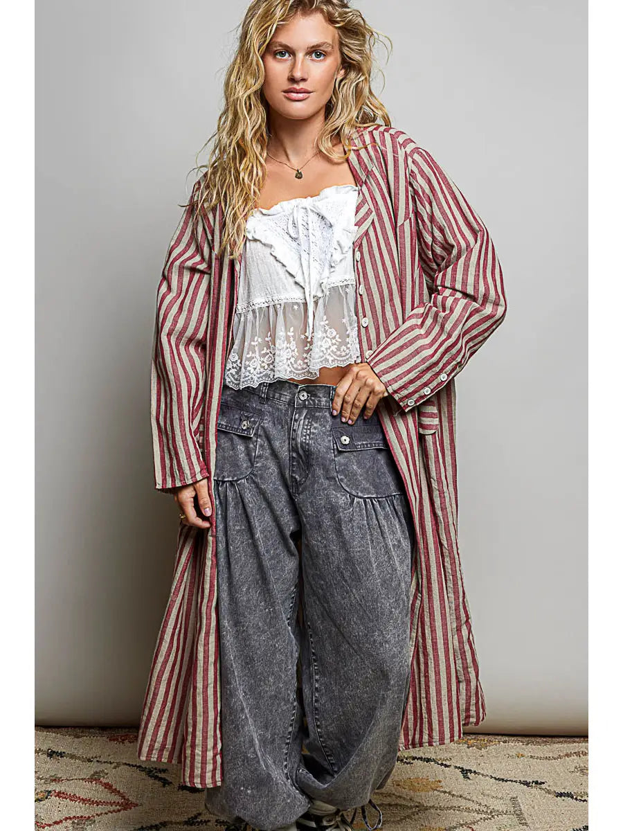 Long Striped Cotton Jacket