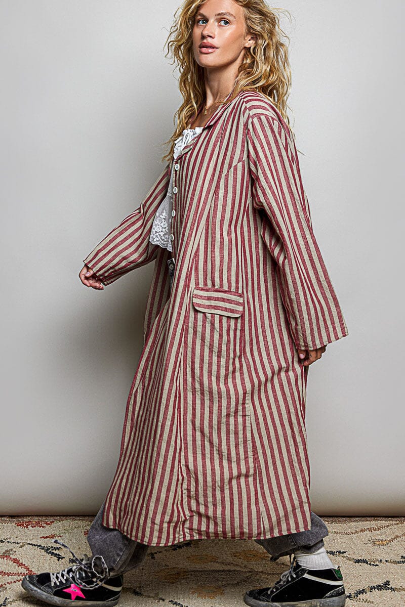 Long Striped Cotton Jacket