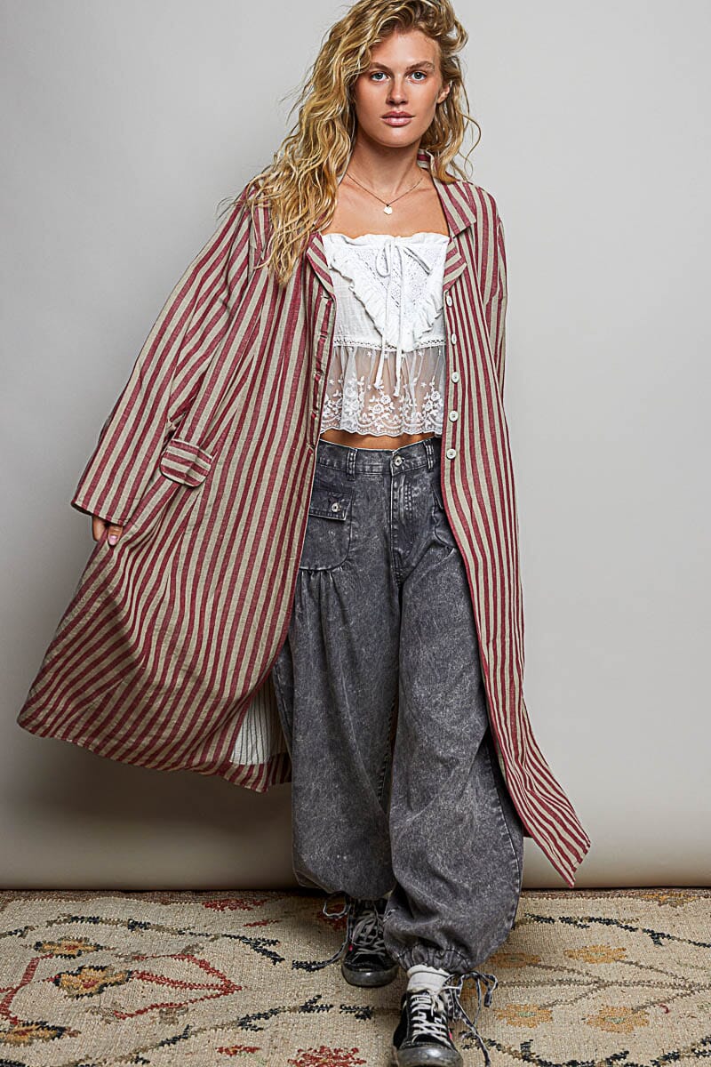 Long Striped Cotton Jacket