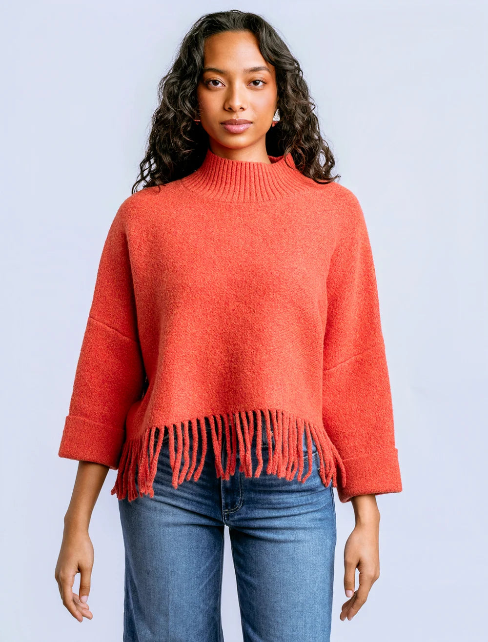 Kerisma Sachi Aja fringe sweater in Olive Jade, Tangerine Glow and Warm Wheat