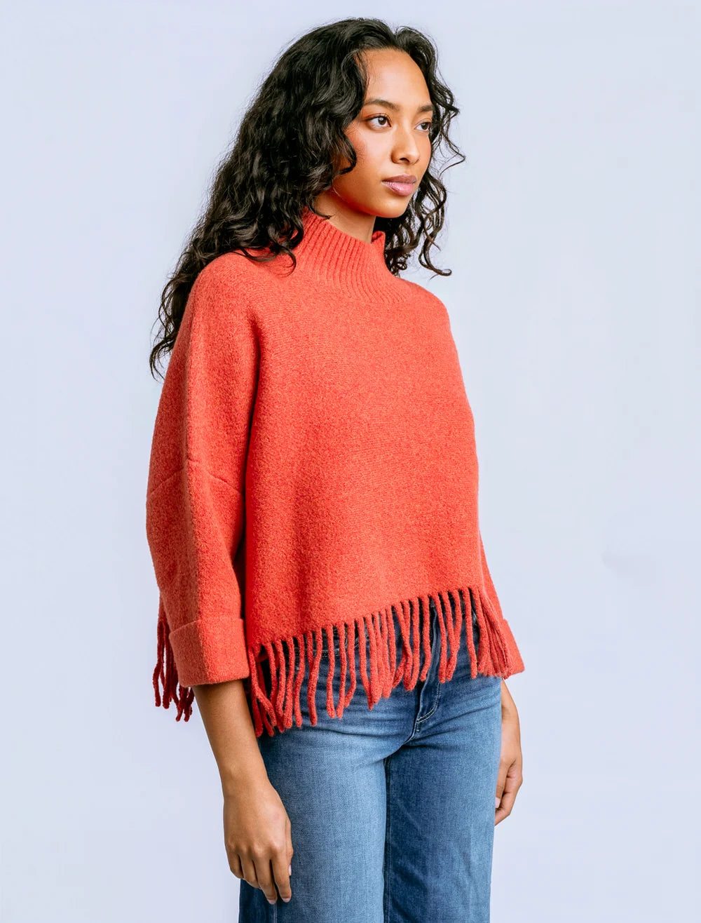 Kerisma Sachi Aja fringe sweater in Olive Jade, Tangerine Glow and Warm Wheat