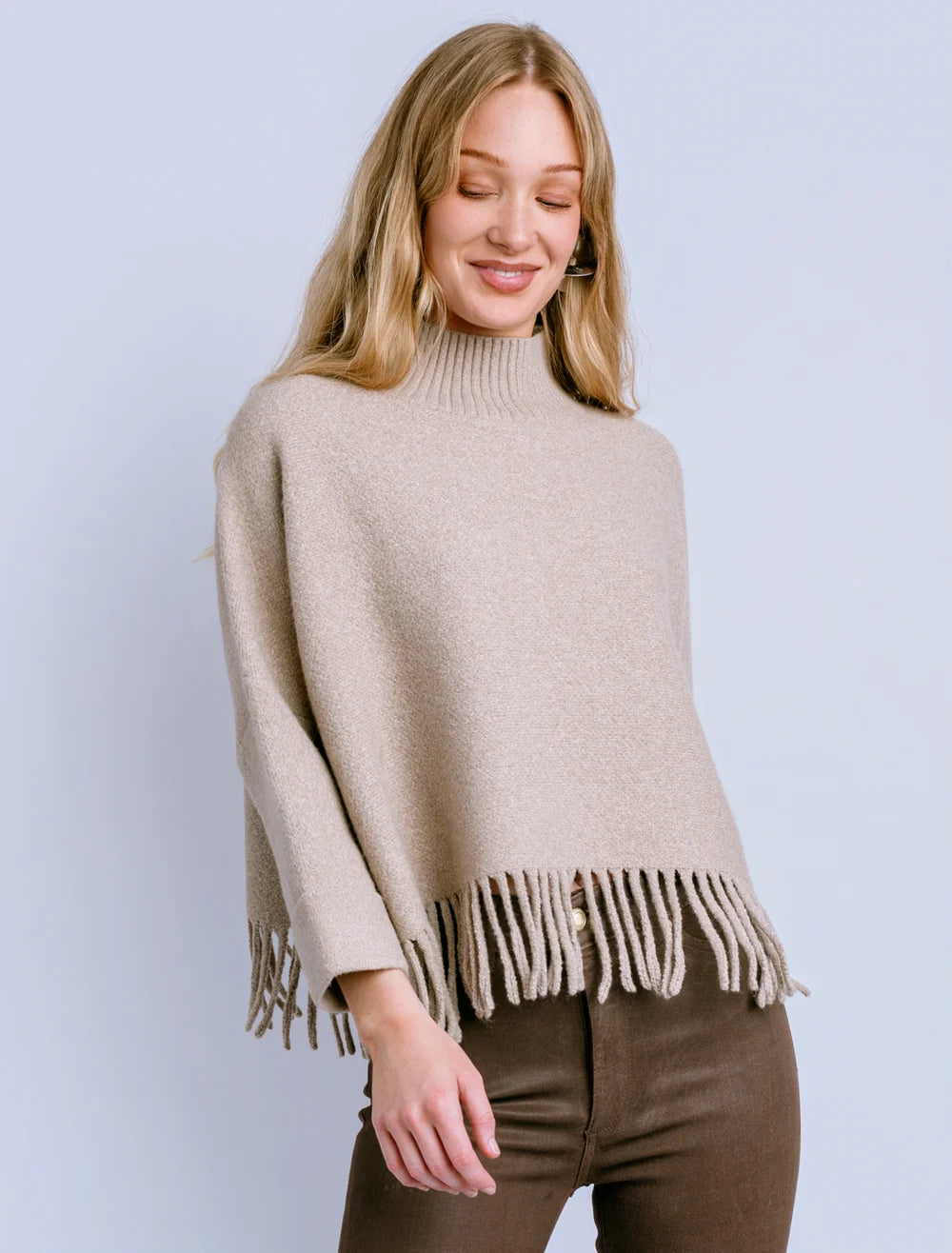 Kerisma Sachi Aja fringe sweater in Olive Jade, Tangerine Glow and Warm Wheat