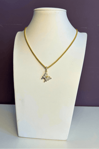 Wheat Chain Pavé Diamond Butterfly Necklace
