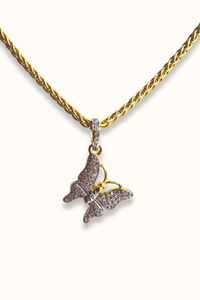 Wheat Chain Pavé Diamond Butterfly Necklace