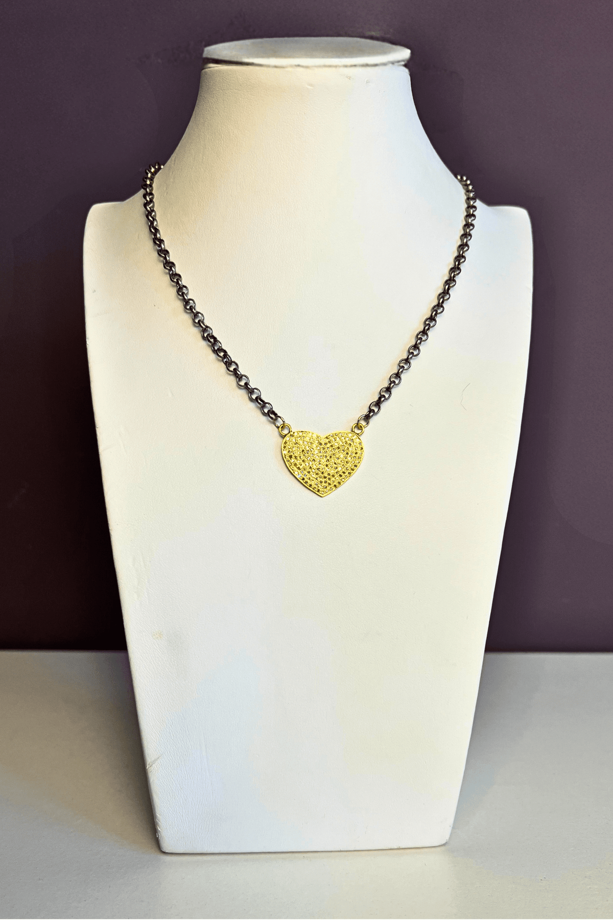 Pavé Diamond Vermeil Heart Necklace