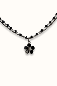 Layered Chain Onyx Flower Necklace