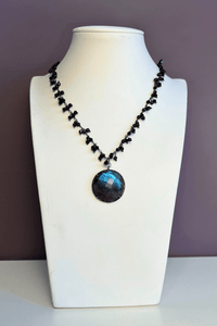Large Labradorite Disc Necklace