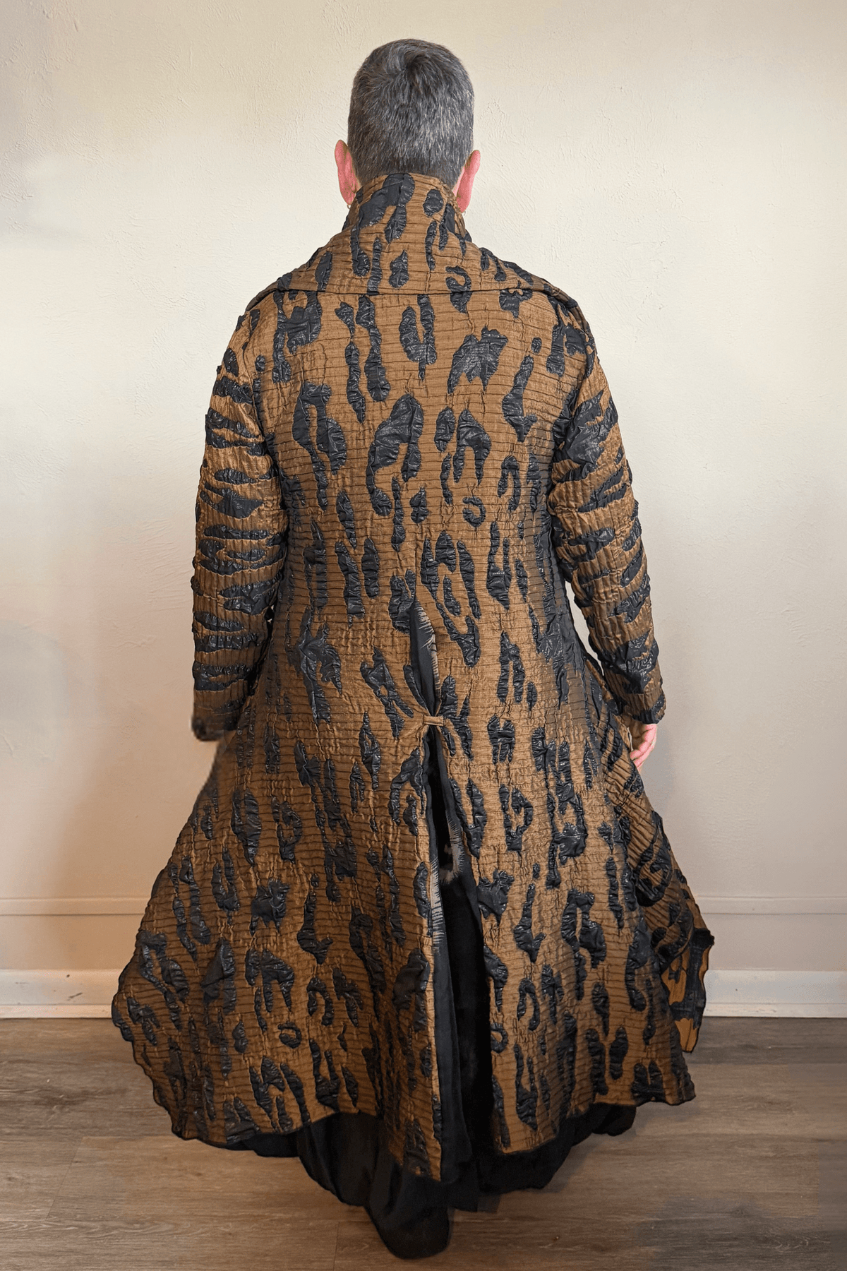 Heydari NOJCE Jacket in bronze and black, front, interior and back views