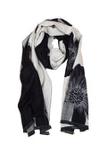 Saachi Fresh Floral Reversible Scarf in black ivory and gray with oversized floral design
