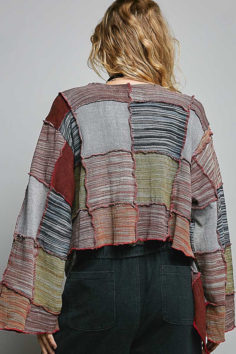 Cropped Patchwork Cardigan