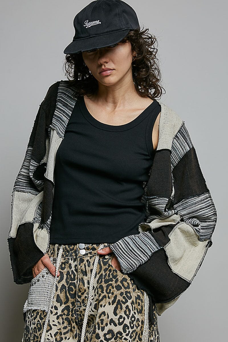 Cropped Patchwork Cardigan