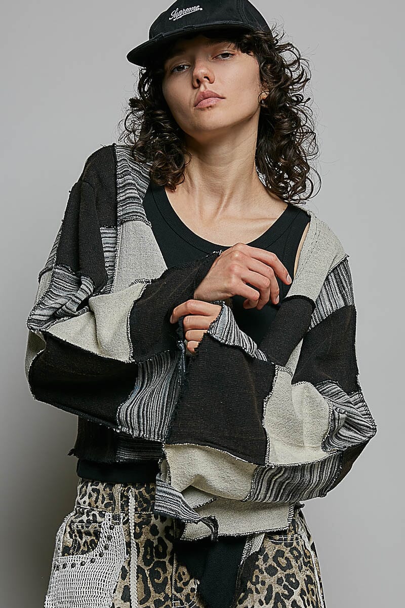 Cropped Patchwork Cardigan