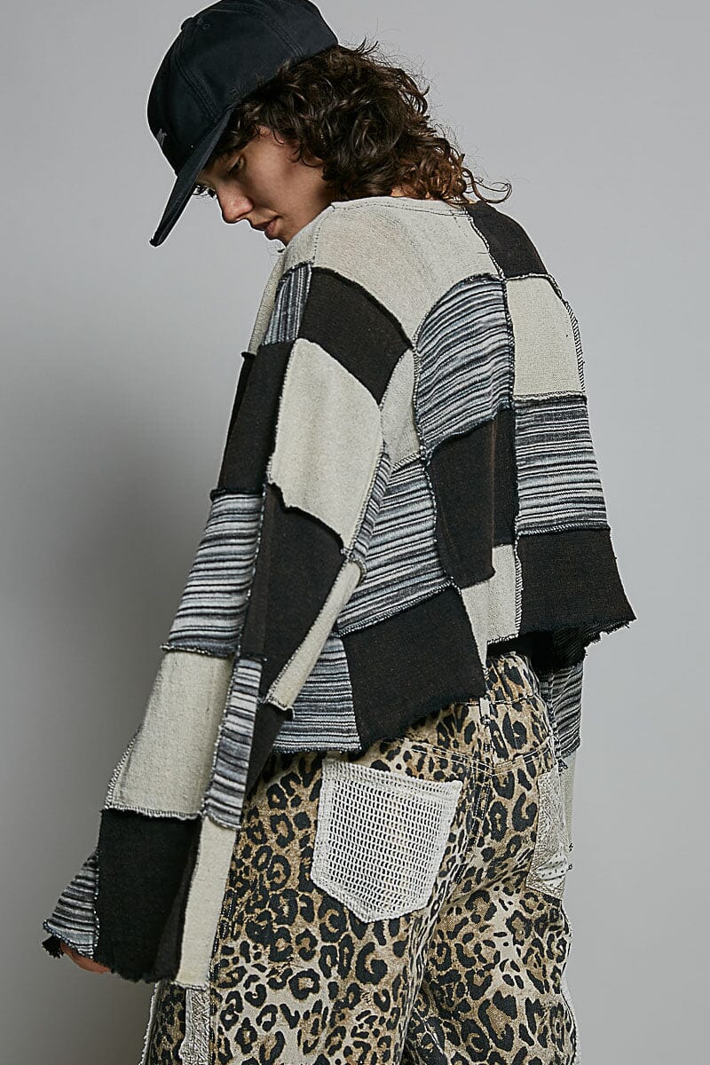 Cropped Patchwork Cardigan