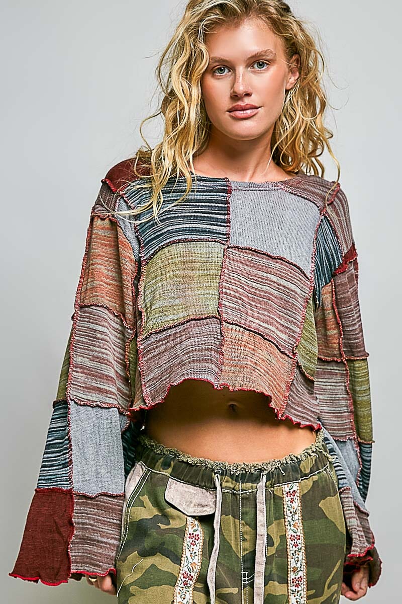 Patchwork Panels Cropped Top
