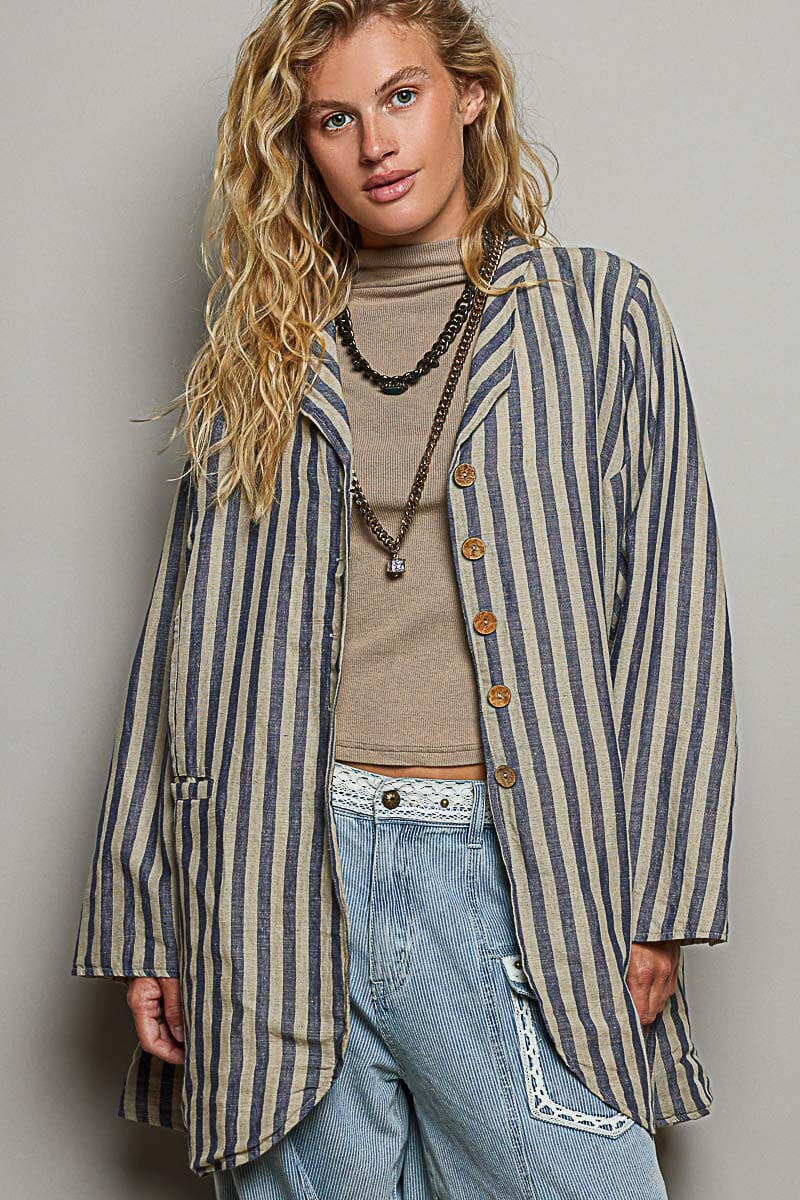 Asymmetrical Hem Lapel Jacket