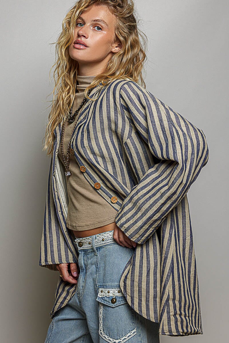 Asymmetrical Hem Lapel Jacket