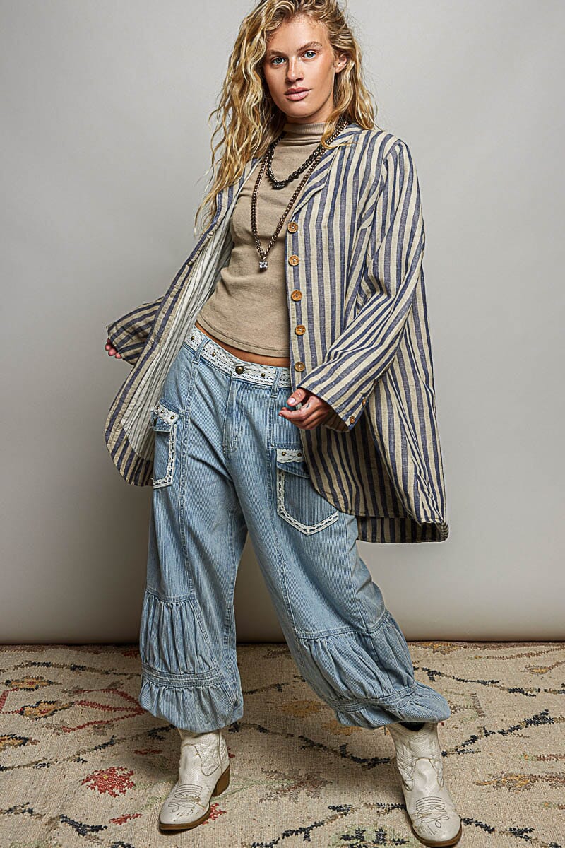 Asymmetrical Hem Lapel Jacket