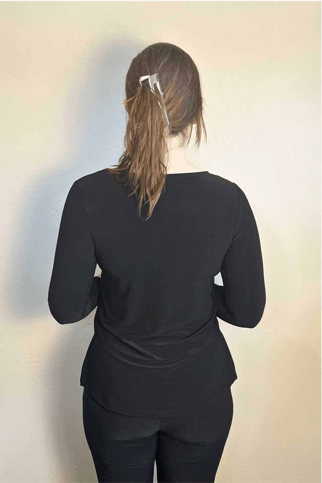 Kozan True Top in Black, front, side and back views