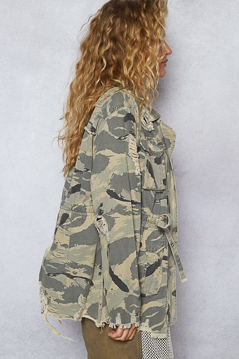 Camo Print Jacket W/Pockets