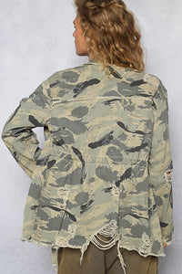 Camo Print Jacket W/Pockets