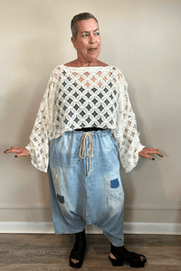 Crochet Abundance Crop Top - Cream