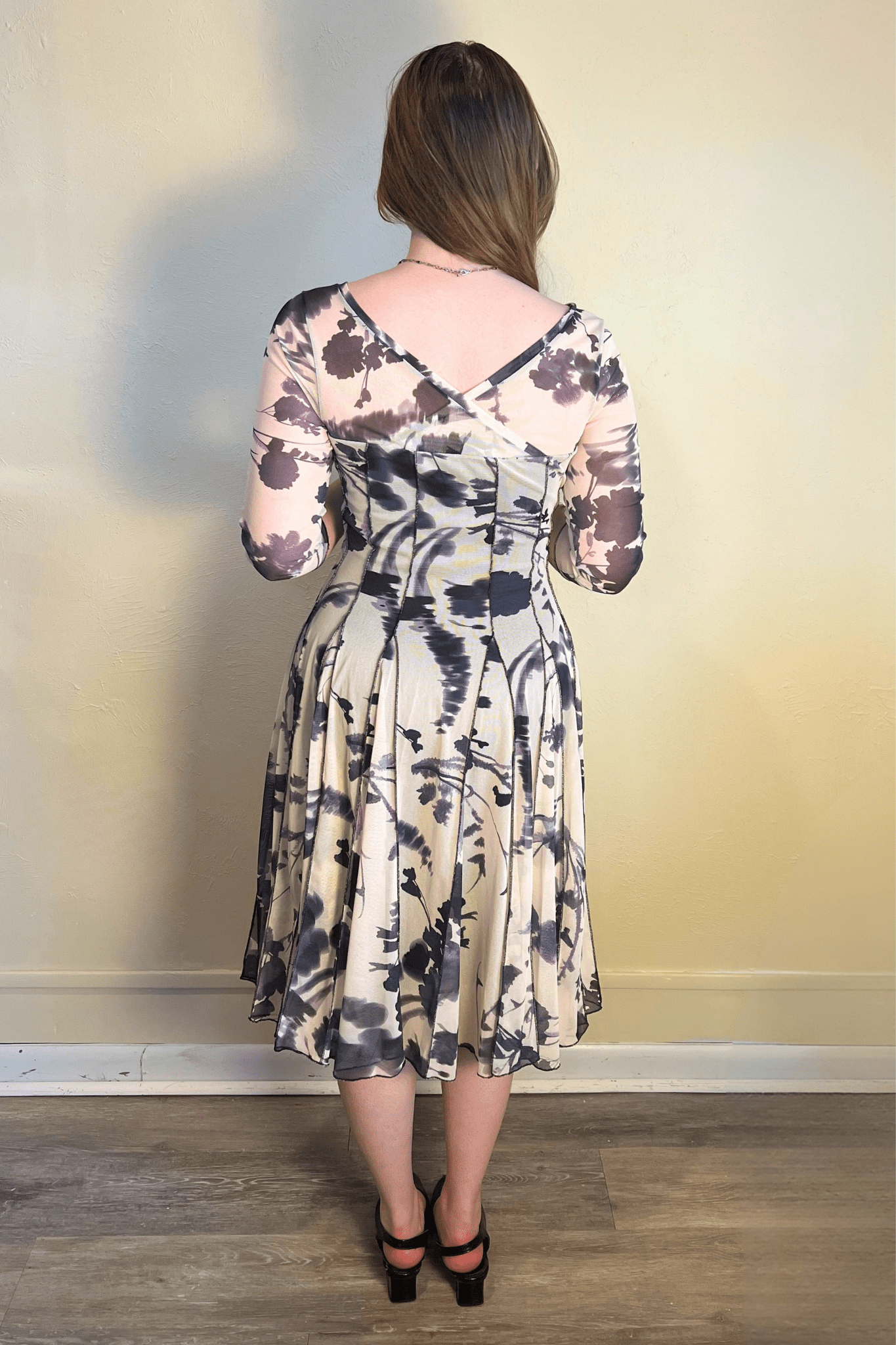 Addison Mesh Sleeve Tea Dress