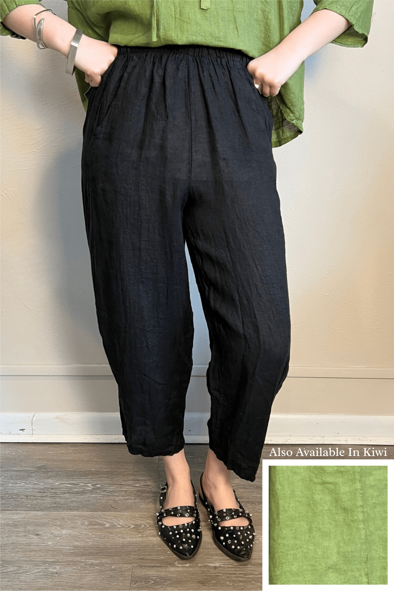 Linen Baggy Crop Pant
