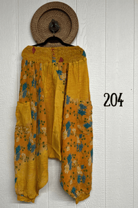 Kantha Bae Crepe Sari Be Still Harem Pant in assorted mixed-print patchwork variations