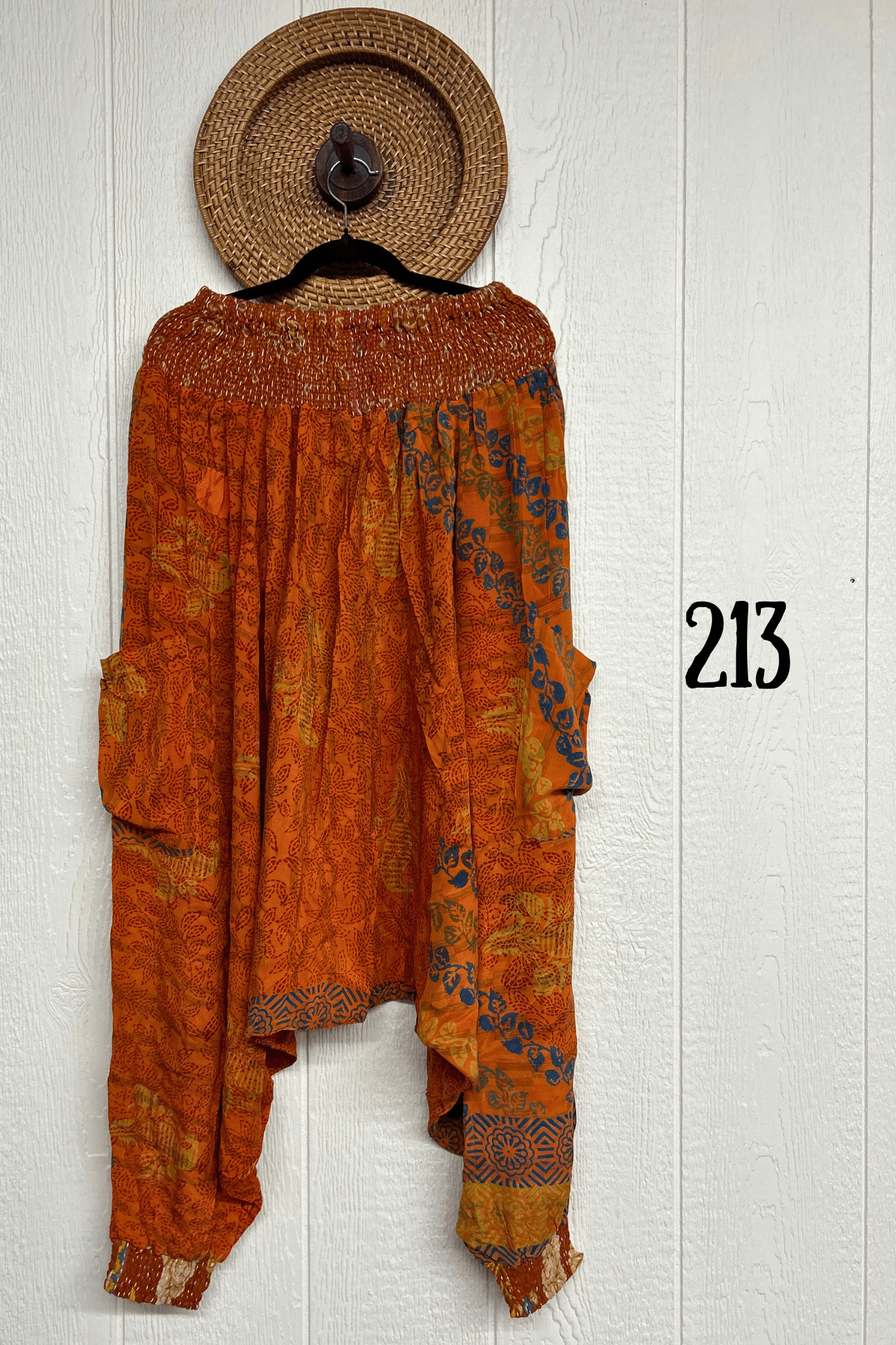 Kantha Bae Crepe Sari Be Still Harem Pant in assorted mixed-print patchwork variations