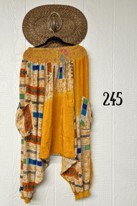 Kantha Bae Crepe Sari Be Still Harem Pant in assorted mixed-print patchwork variations