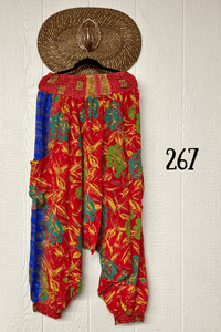 Kantha Bae Crepe Sari Be Still Harem Pant in assorted mixed-print patchwork variations