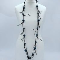 Lg Faux Pearls On Leatherette