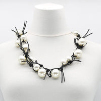 Lg Faux Pearls On Leatherette