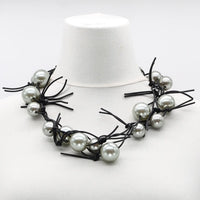 Lg Faux Pearls On Leatherette