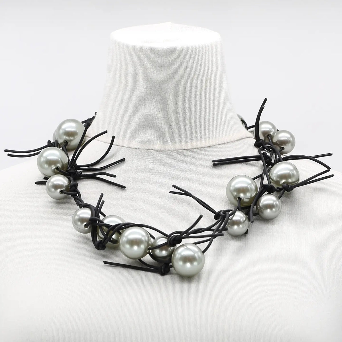 Lg Faux Pearls On Leatherette