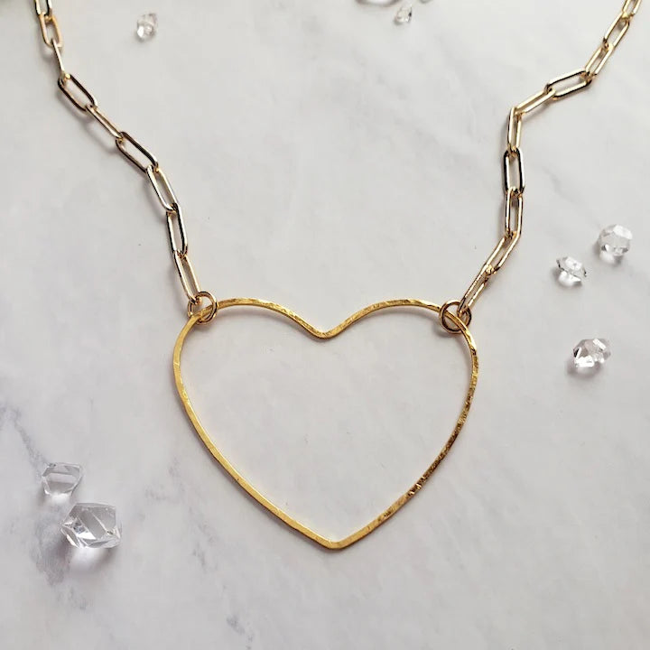 Big Heart Paperclip Chain Necklace