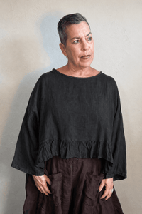 Linen Ruffle Hem Crop Top