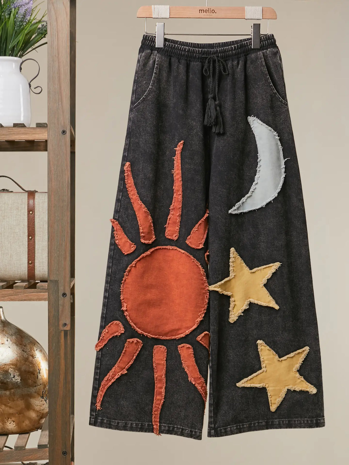 Black Sun Moon Star Wide Pants