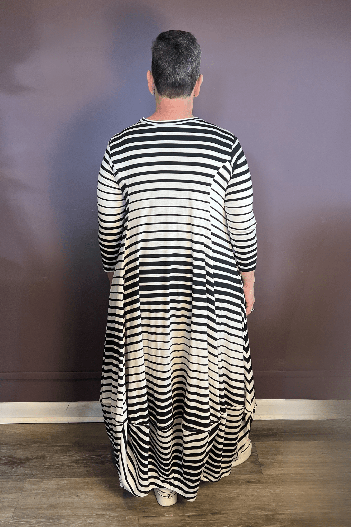 Rosette Pocket Stripe Dress