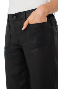 Black Coated Crop Wide Leg