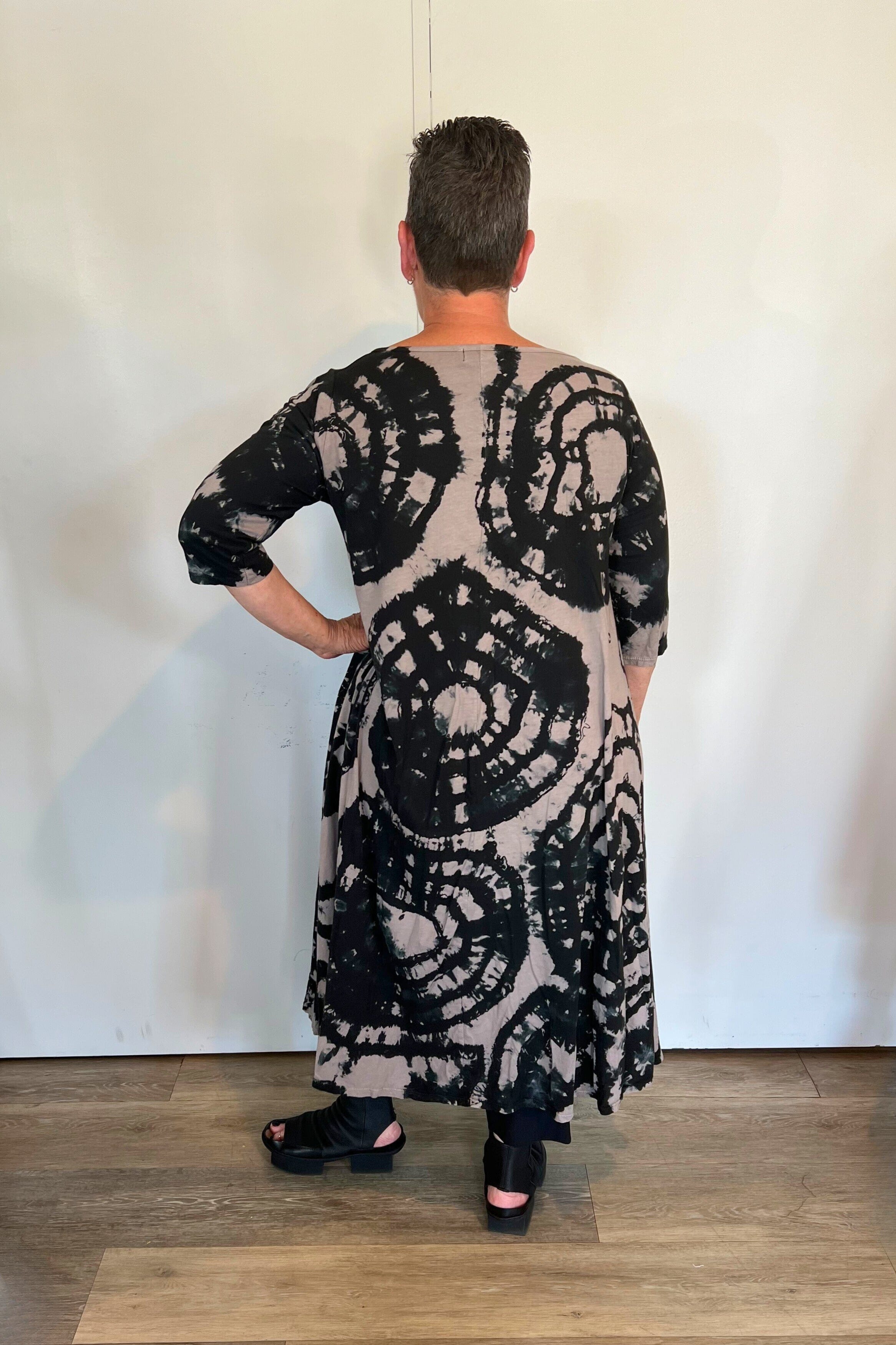 Tie-Dye Hi-Lo Tunic Dress (Black Ink)