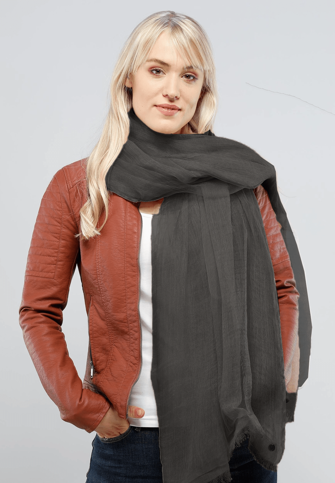 Black Chiffon Silk Scarf