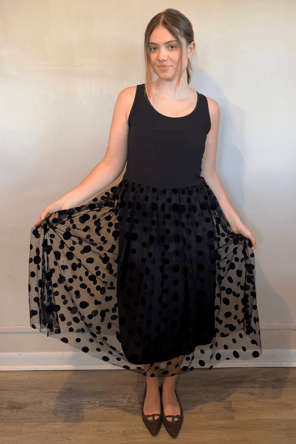 Kozan Cinderella Dress in Black, front and back views and styled with the matching Amira Jacket