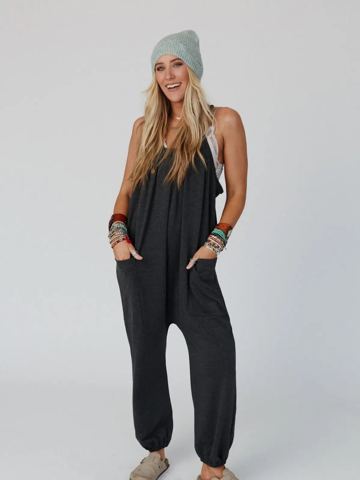 Comfort Zone Pocketed Jumpsuit