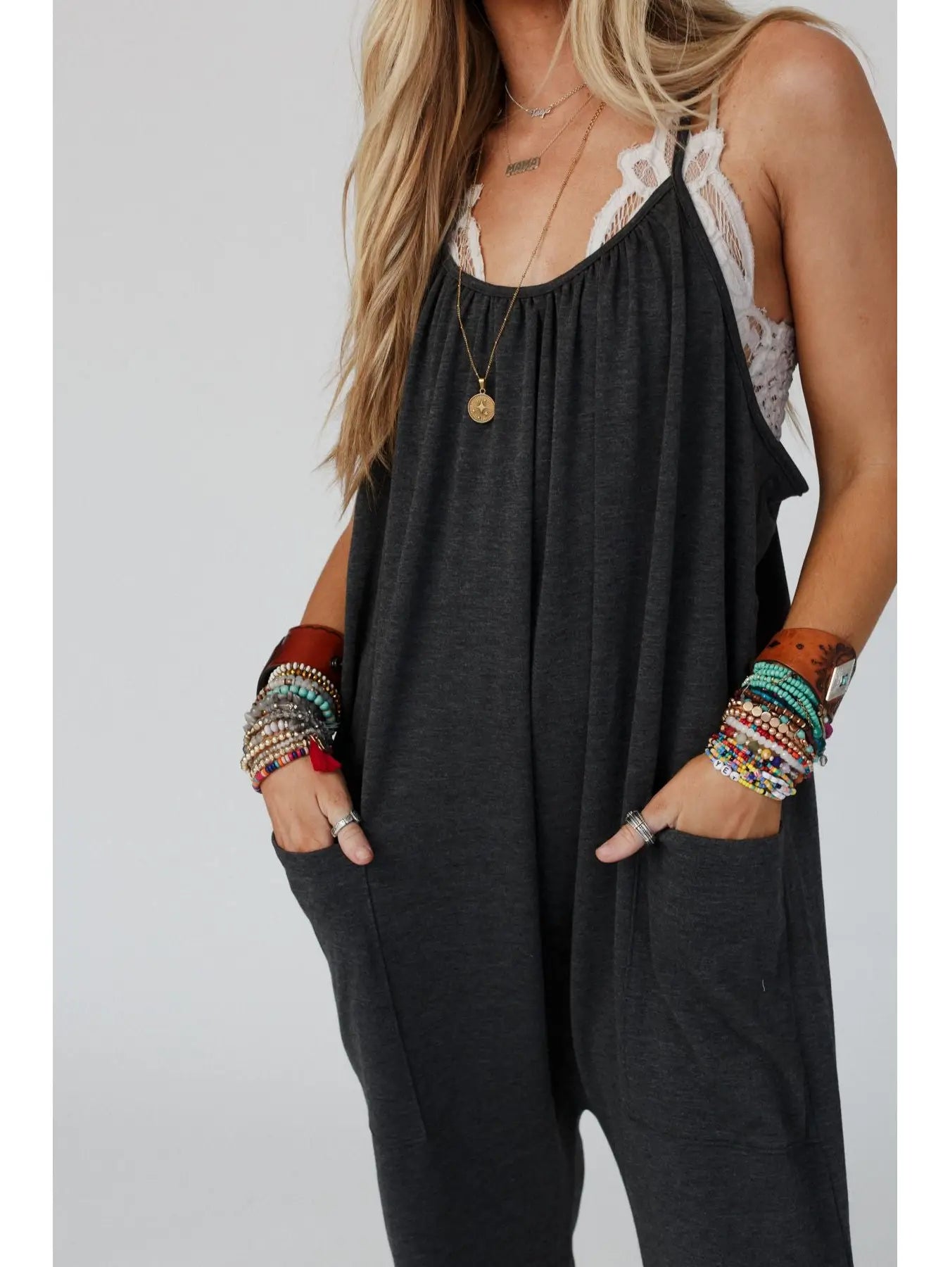 Comfort Zone Pocketed Jumpsuit