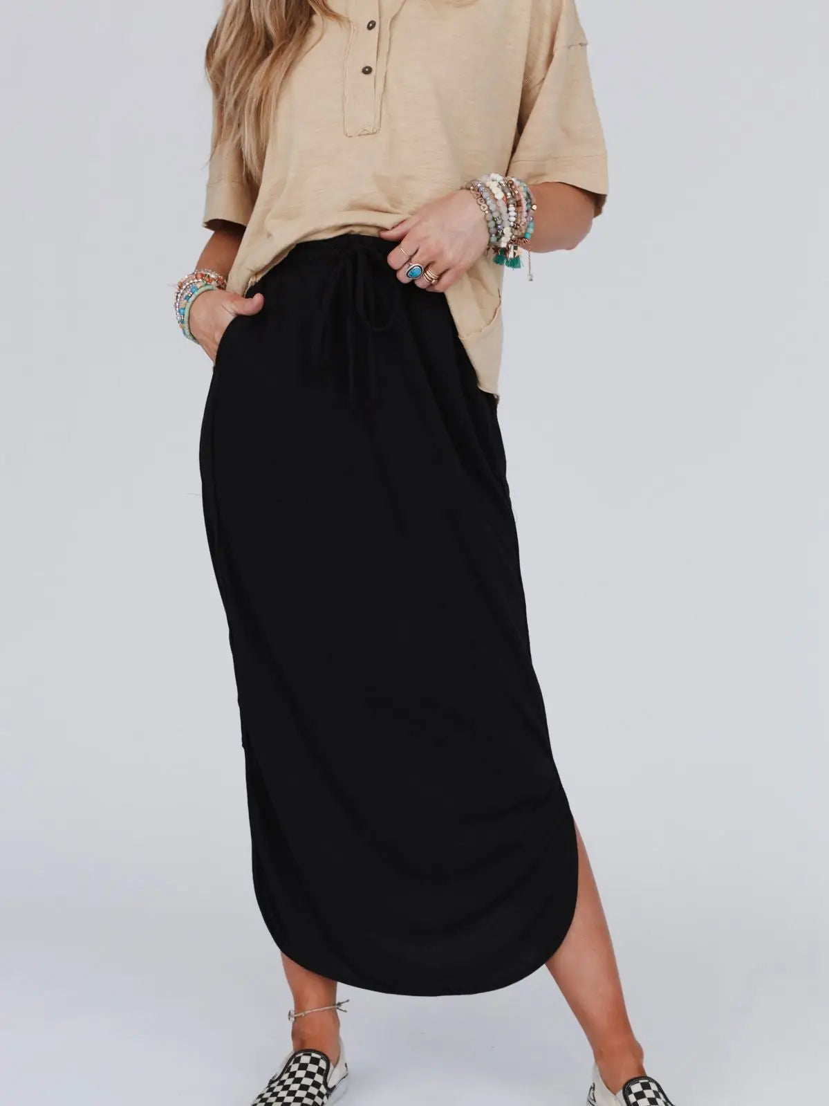 So Comfy Drawstring Maxi Skirt